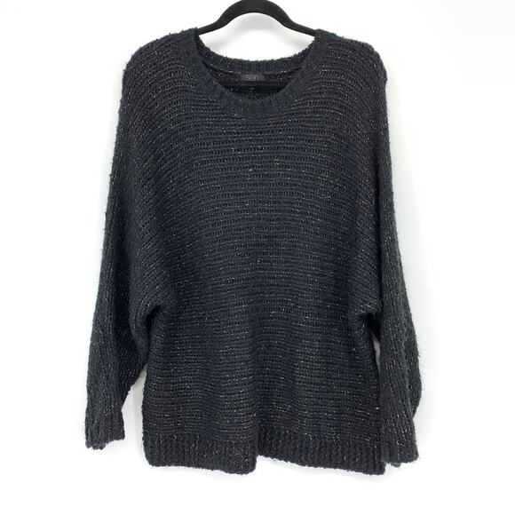 Sen Pullover Boatneck Sweater Womens Size 2 US Medium Black Silver Metallic - Picture 1 of 6